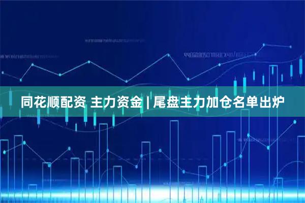 同花顺配资 主力资金 | 尾盘主力加仓名单出炉